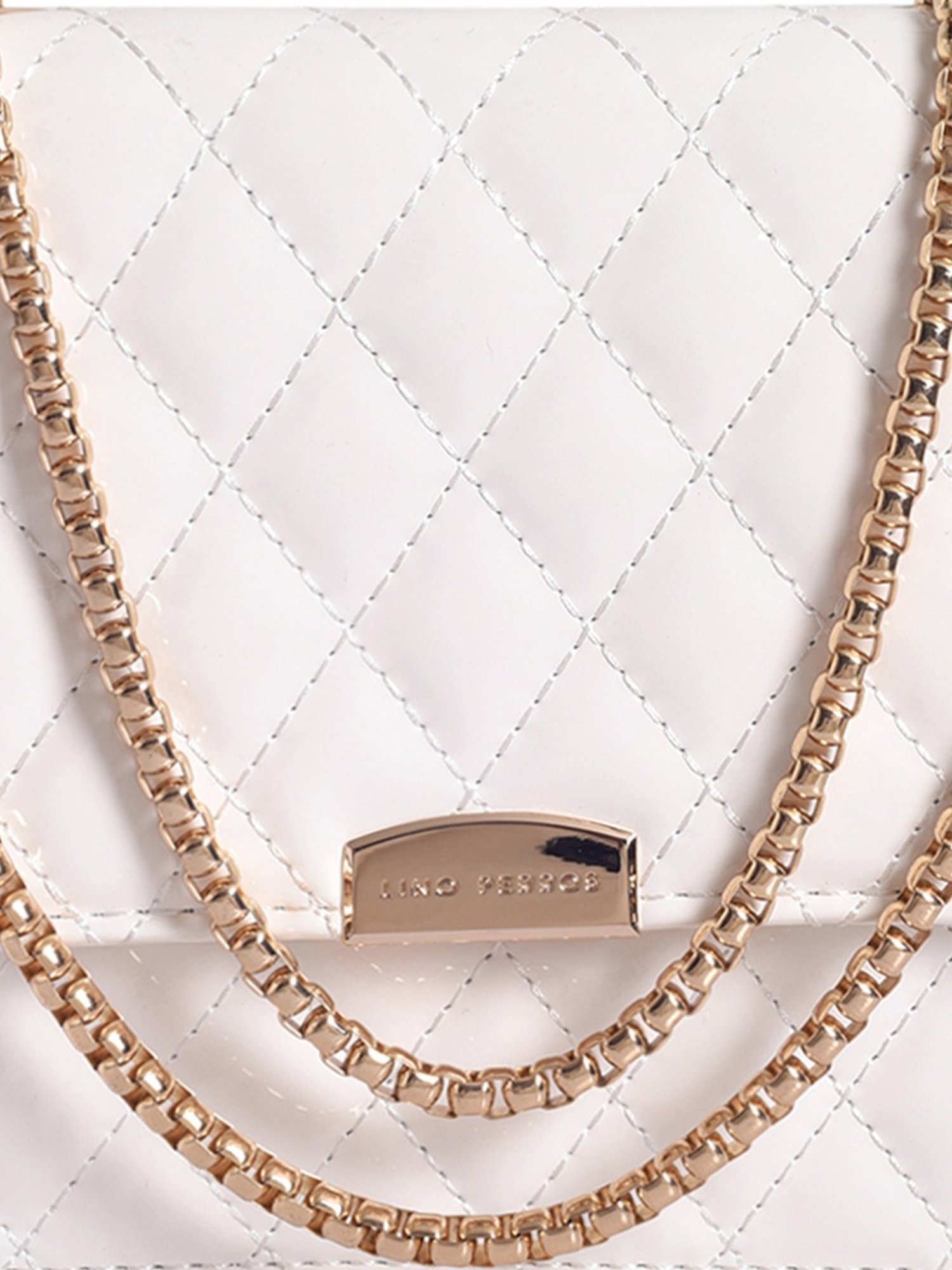 Lino Perros Pearl White Quilted Medium Handbag