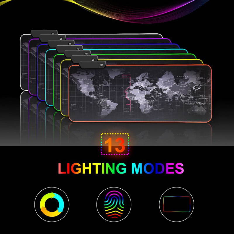 Efinny LED Backlight Gaming Mouse Pad RGB Colorful Computer Mat Large PC Keyboard Mousepad 300*900*4mm