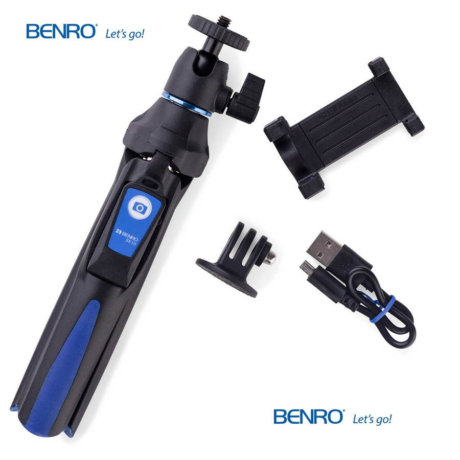 Benro BK10 Mini Tripod/Selfie Stick Ball Head & GoPro & 1.9-3.9" Black