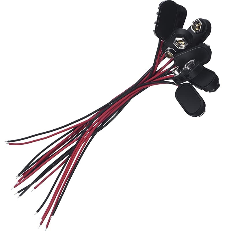 I Type Long Cable Connection Hard Shell Black Red 9 V Battery Clip Connector Buckles 8 Pack I Type Hard Shell 8 Pack