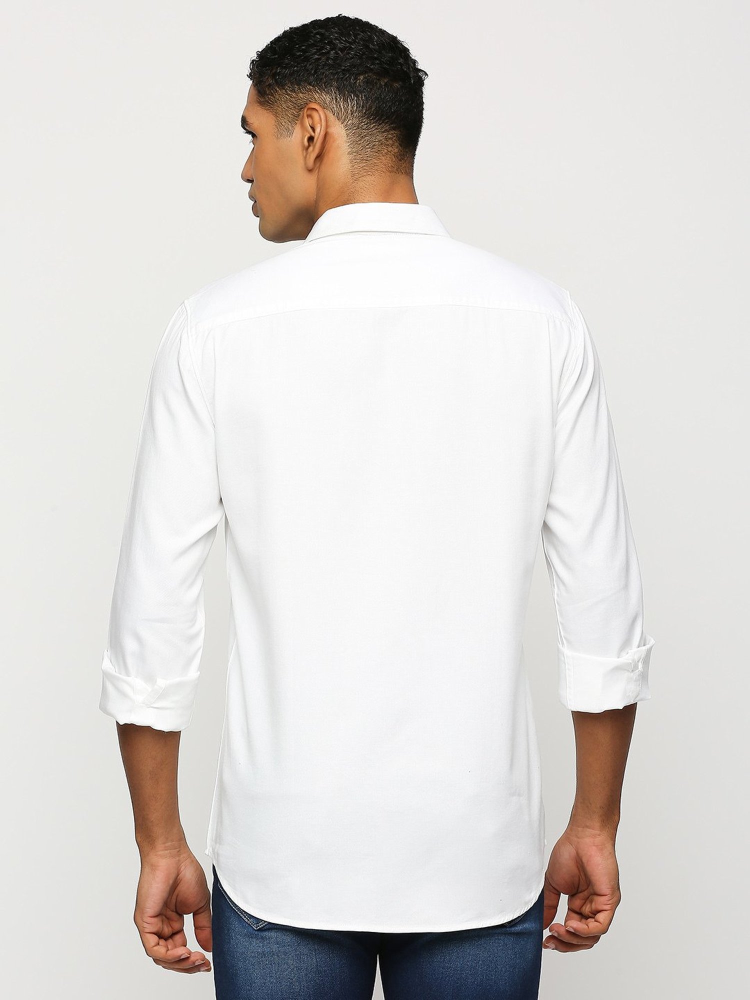 SOLEMIO White Slim Fit Cotton Shirt