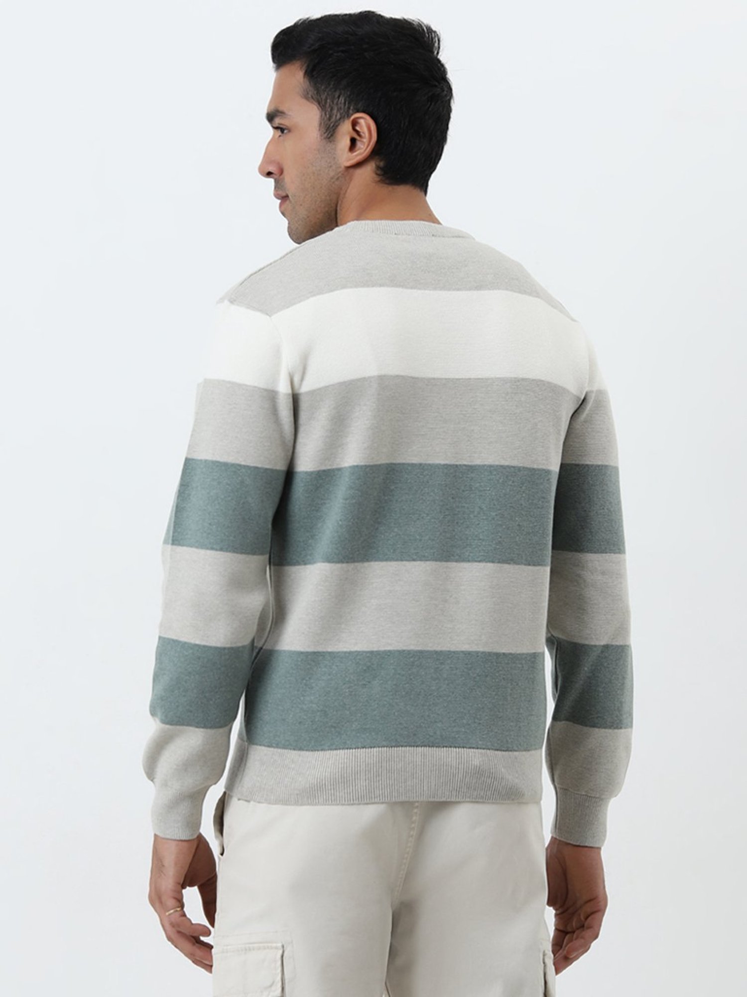 WES Casuals by Westside Multicolour Striped Slim-Fit Sweater