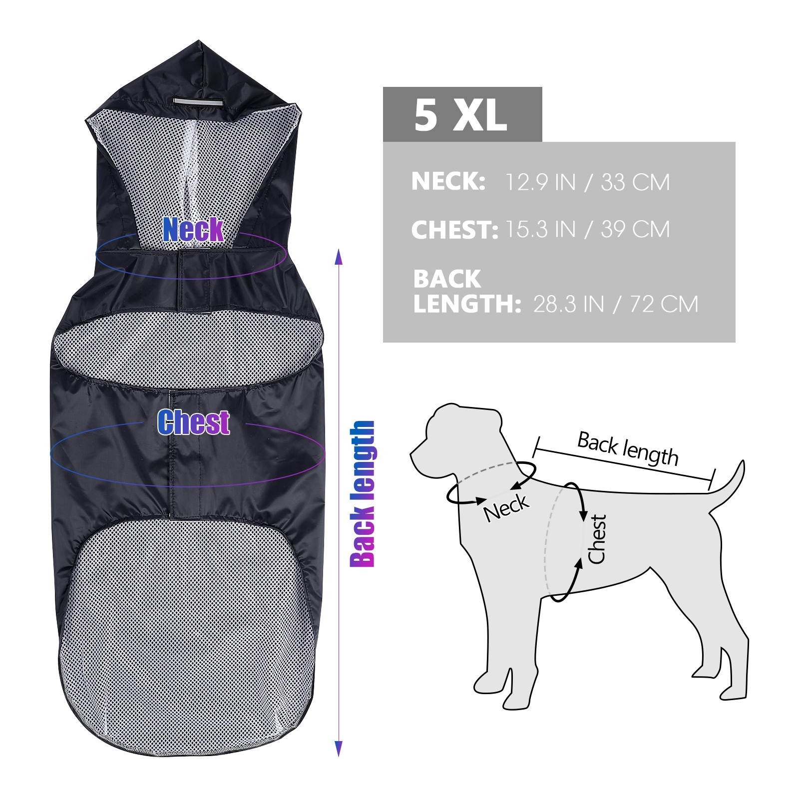 1 Pc Reflective Dog Raincoat Breathable Waterproof Dog Poncho Puppy Raincoat for Outdoor