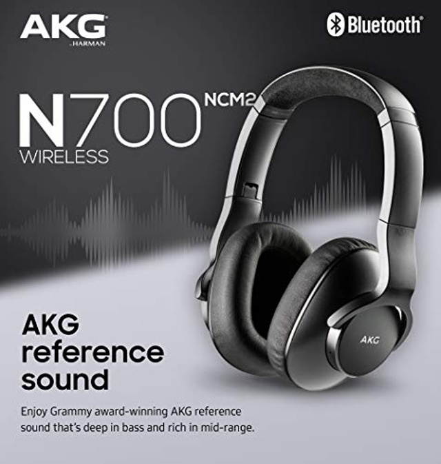 AKG (A Samsung Brand) N700NC M2 Over-Ear Foldable Wireless Headphones, Active Noise Cancelling Headphones - Black (US Version), 2.6, Model:GP-N700HAHCIWA