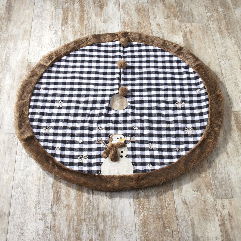 Lakeside 48" Snowy Burlap Christmas Tree Skirt with Doily Cloth