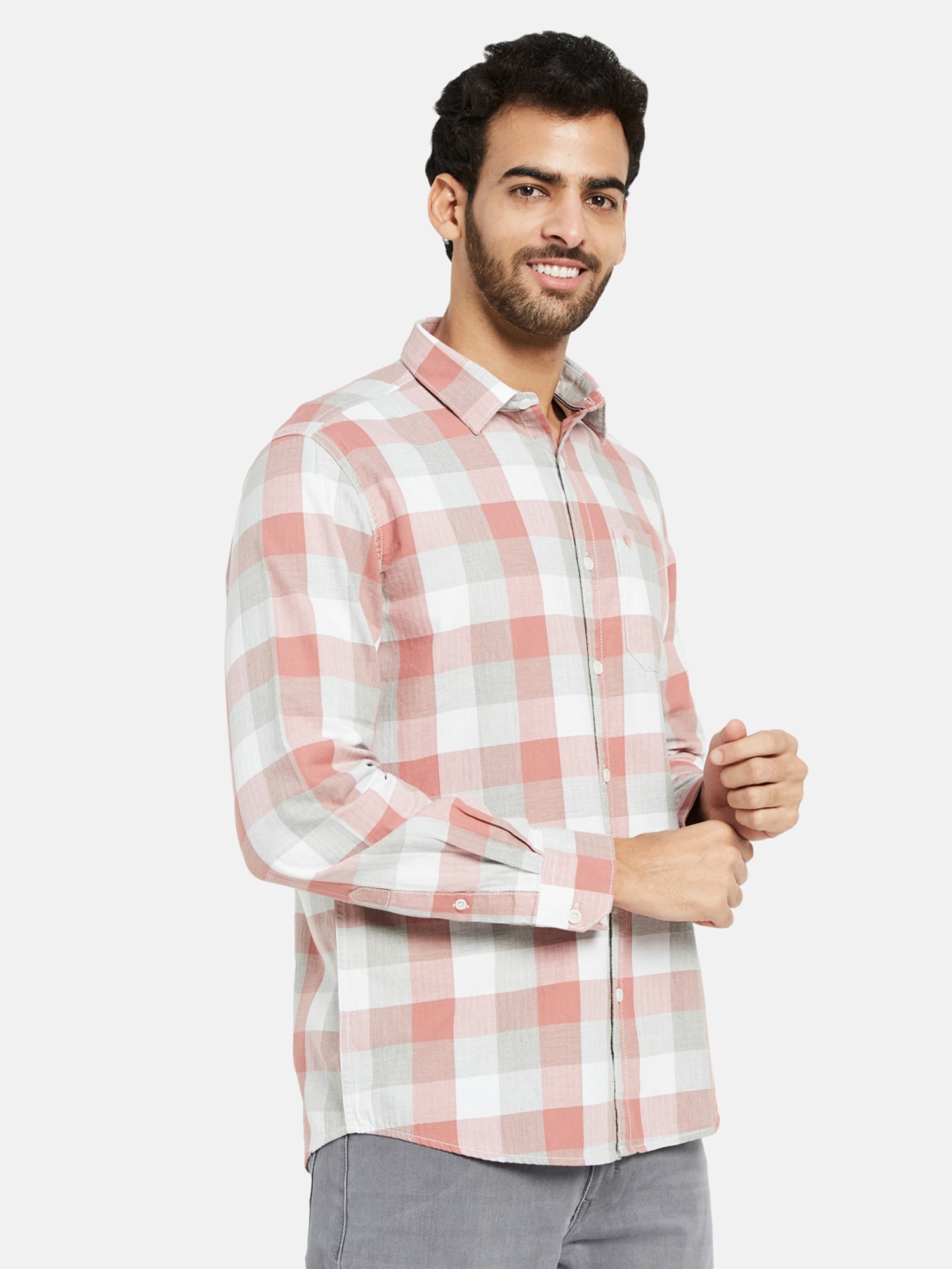 METTLE Coral Regular Fit Check Shirt