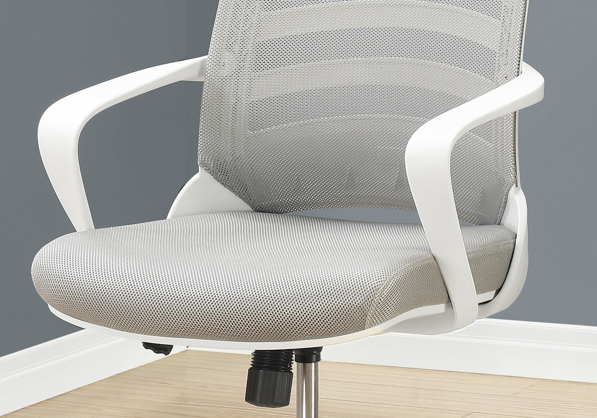 Monarch Specialties Contemporary Mid-Back Office Chair with 5 Nylon Castors - White, Grey