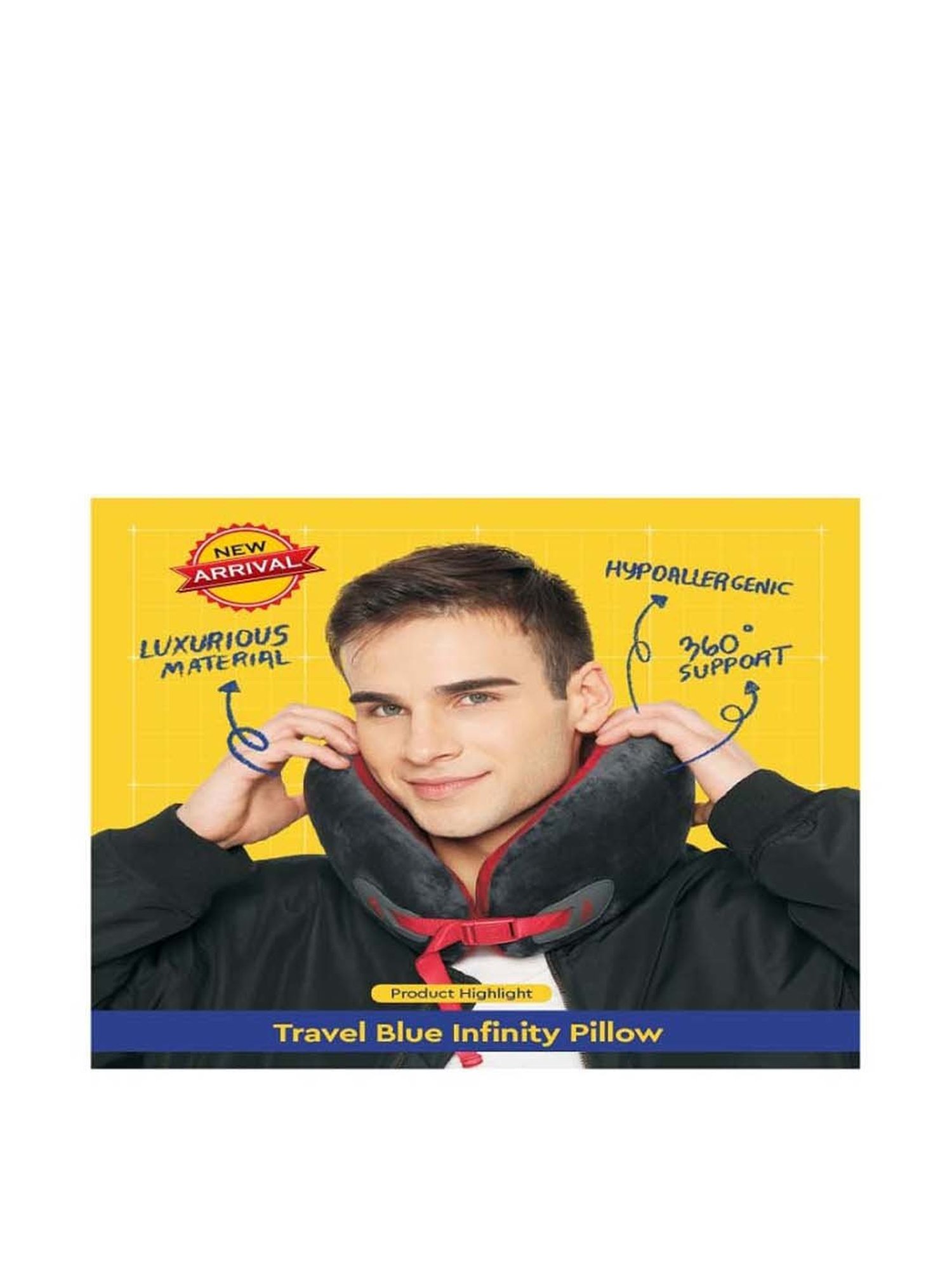 Travel Blue Grey Memory Foam Neck Pillow