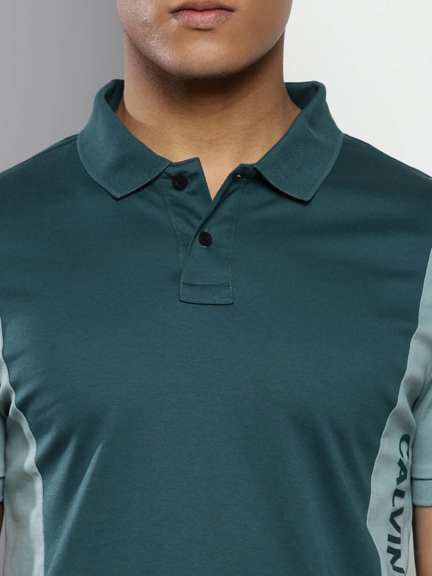 Calvin Klein Atlantic Deep Cotton Slim Fit Colour Block Polo T-Shirt