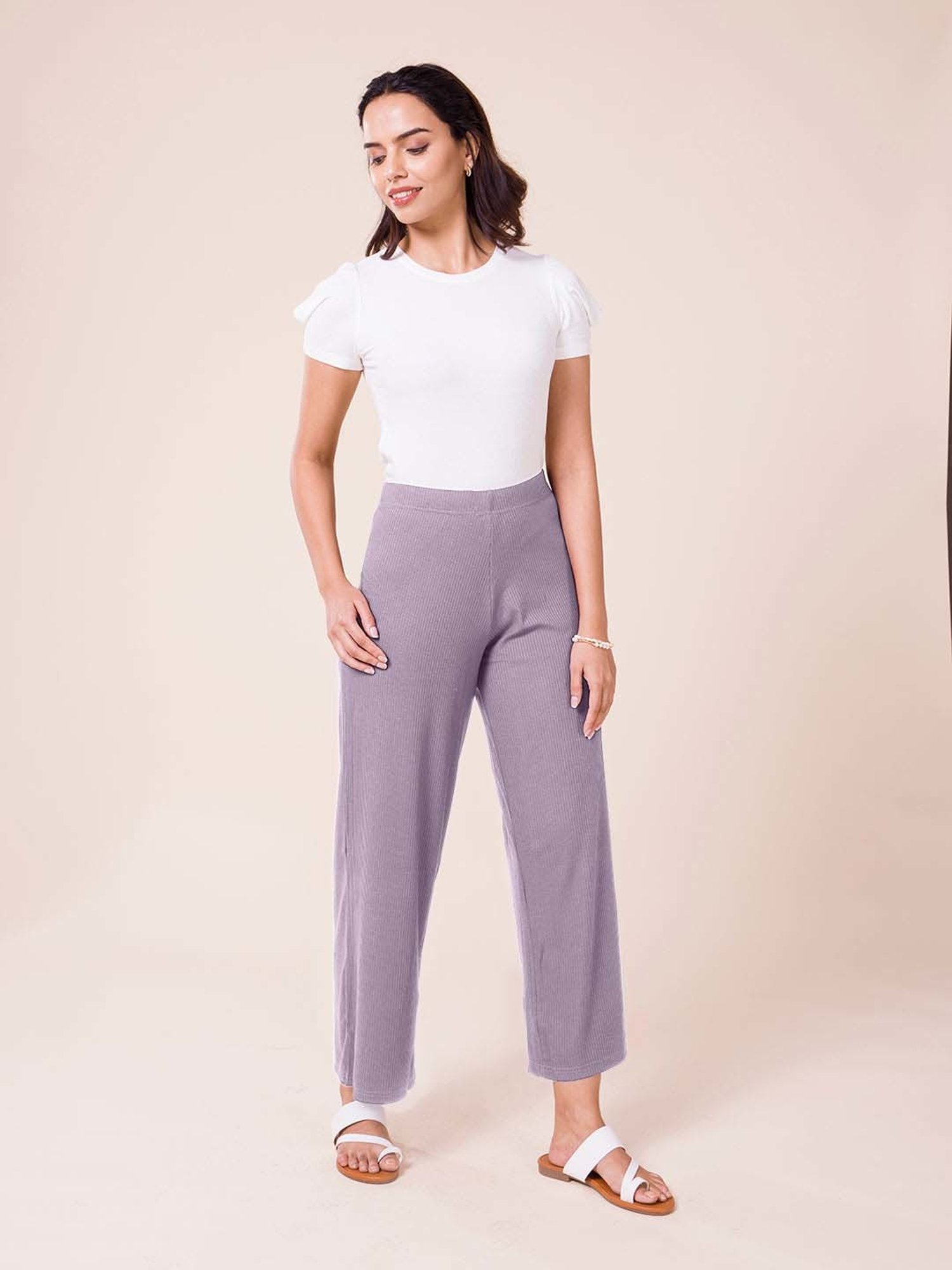 Go Colors! Purple Relaxed Fit Palazzos