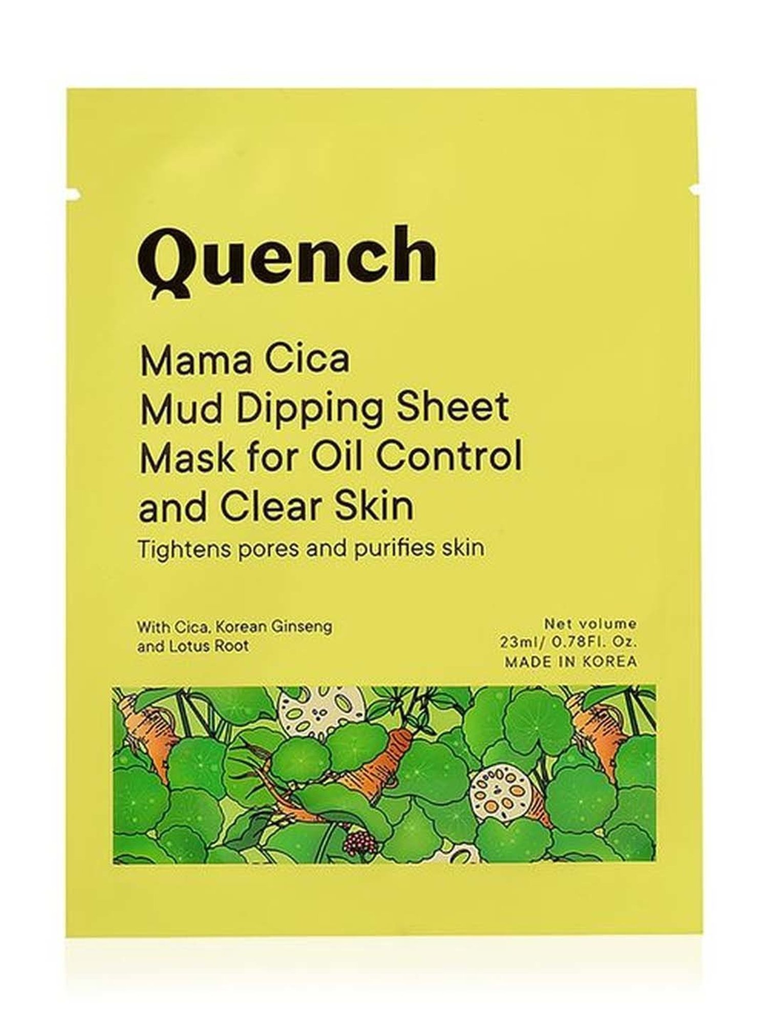 Quench Botanics Mama Cica Mud Dipping Sheet Mask for Oil Control & Clear Skin - 23 ml