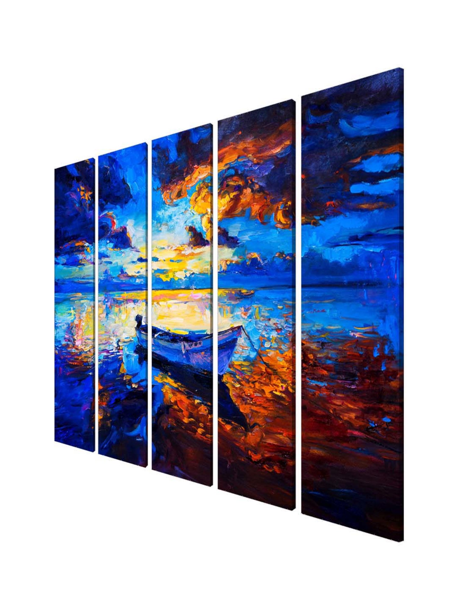 999Store Blue Boat in the Lake Art 5 Frame MDF Paintings