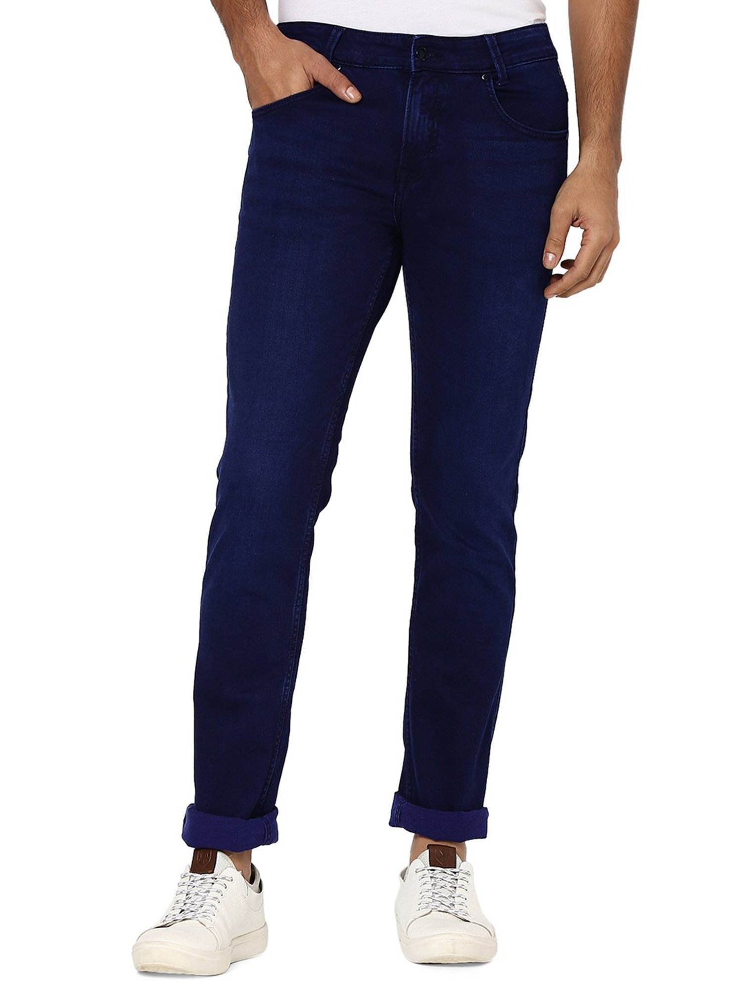 Mufti Dark Blue Super Slim Fit Lightly Washed Jeans