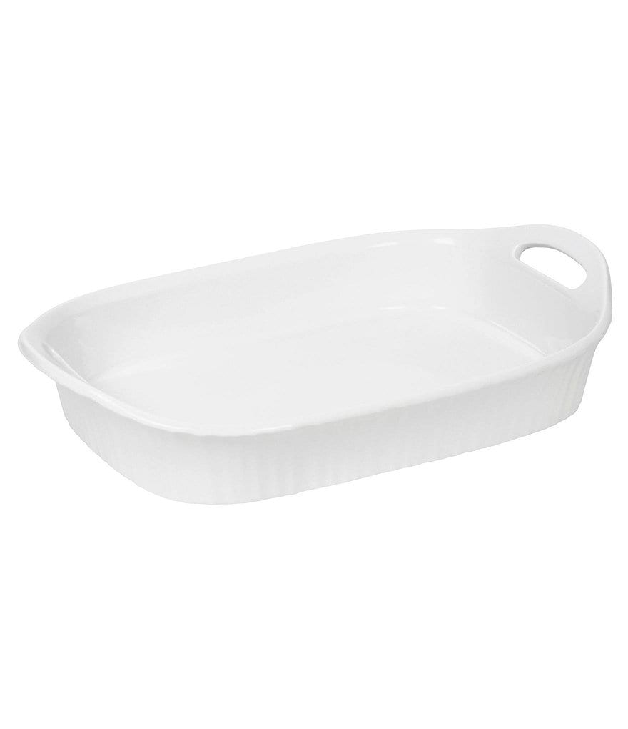 CorningWare French White III Oblong Ceramic Handled Casserole