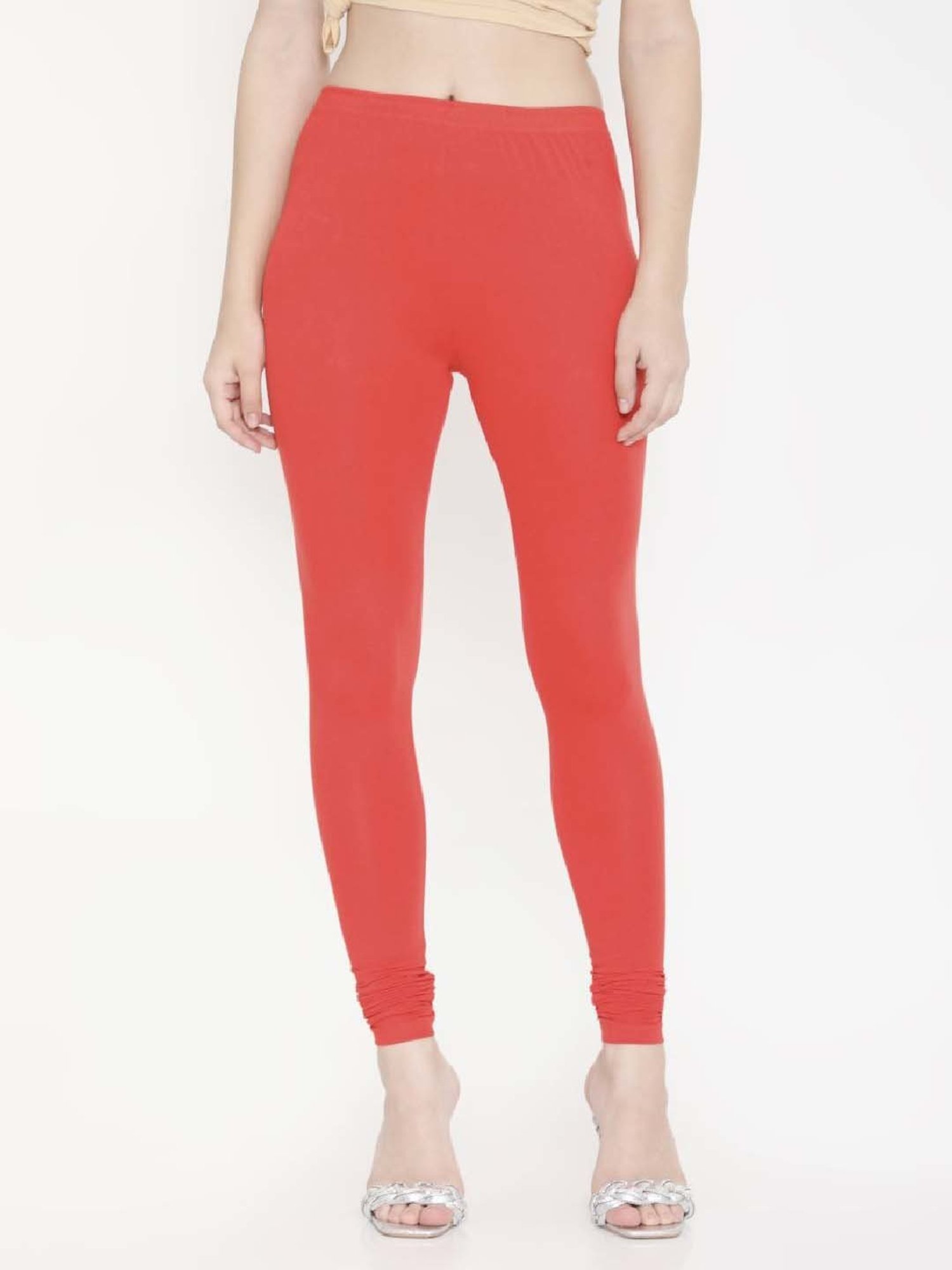FEELINGS Orange Plain Churidar Leggings