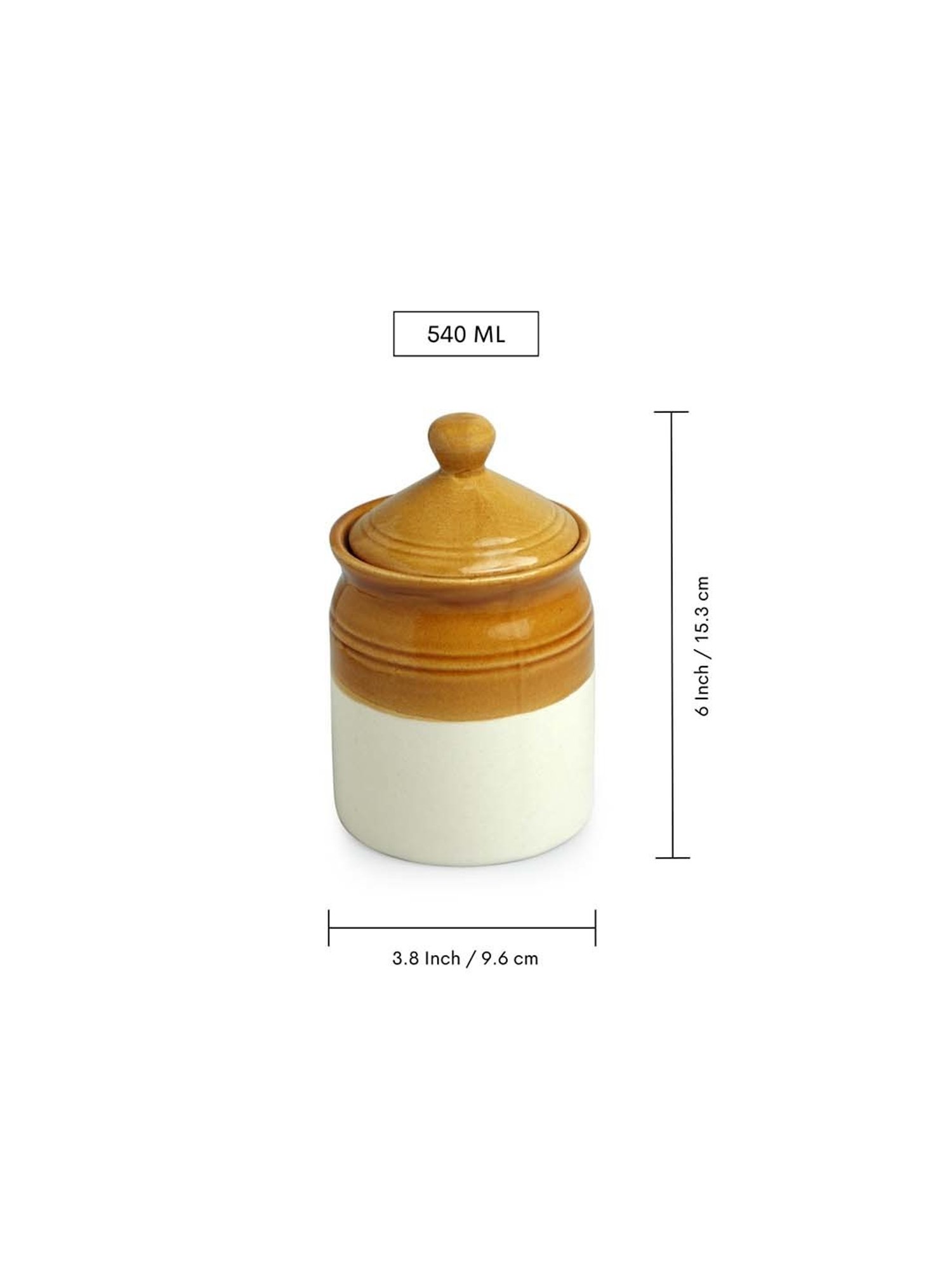 ExclusiveLane Brown & White Ceramic Old Martaban Pickle & Chutney Jar - Set of 2