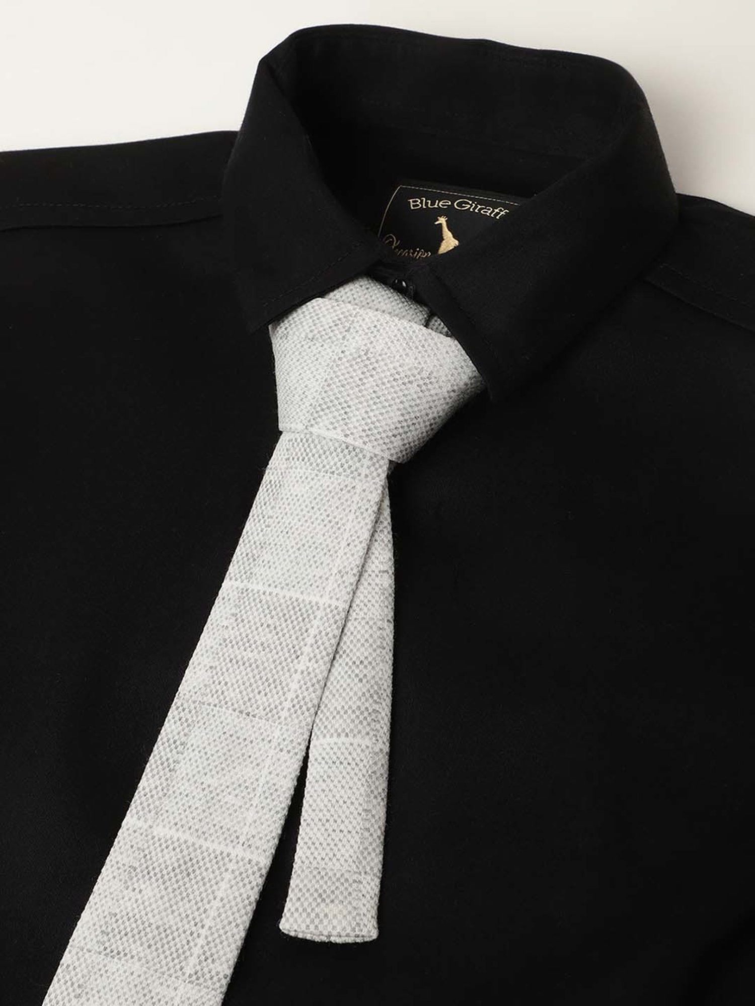 Blue Giraffe Kids Grey & Black Chequered Full Sleeves Shirt Set