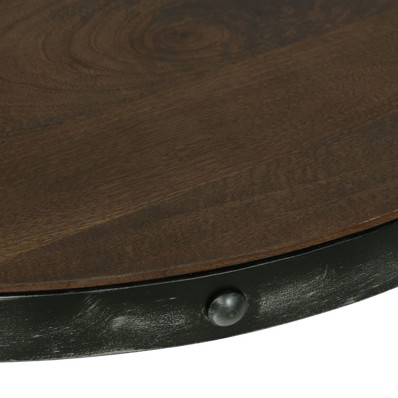 Rivet Modern Industrial Handcrafted Round Mango Wood Coffee Table Brown/Antique Gunmetal - Christopher Knight Home