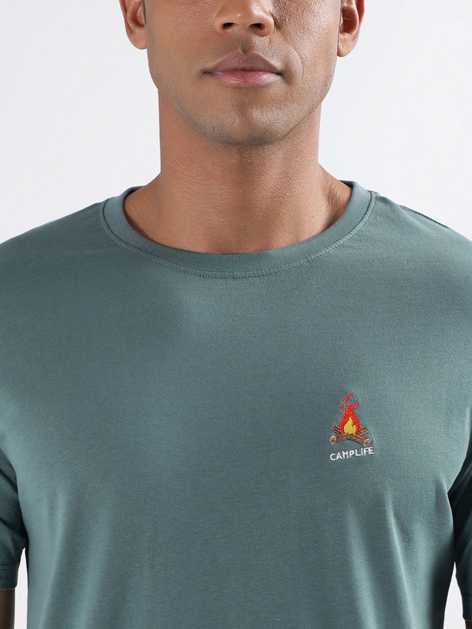 Lindbergh Green Cotton Regular Fit T-Shirt