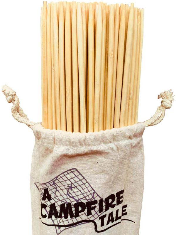 The Ultimate Marshmallow Roasting Sticks Premium Bamboo Extra Long 36 Inches 5MM Thick Heavy Duty Wooden Skewers Perfect for Smores Hot Dogs Kebab Campfire Fire Pit Camping Cooking 110 Pieces Safe