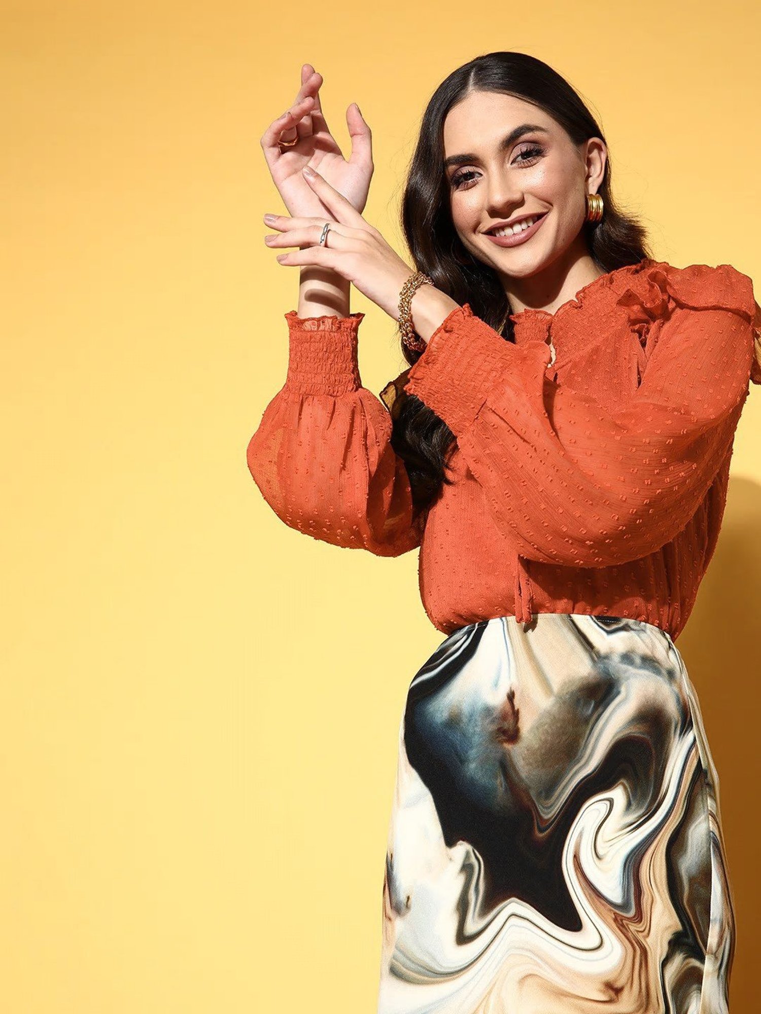 Melon by PlusS Rust Full Sleeves Top