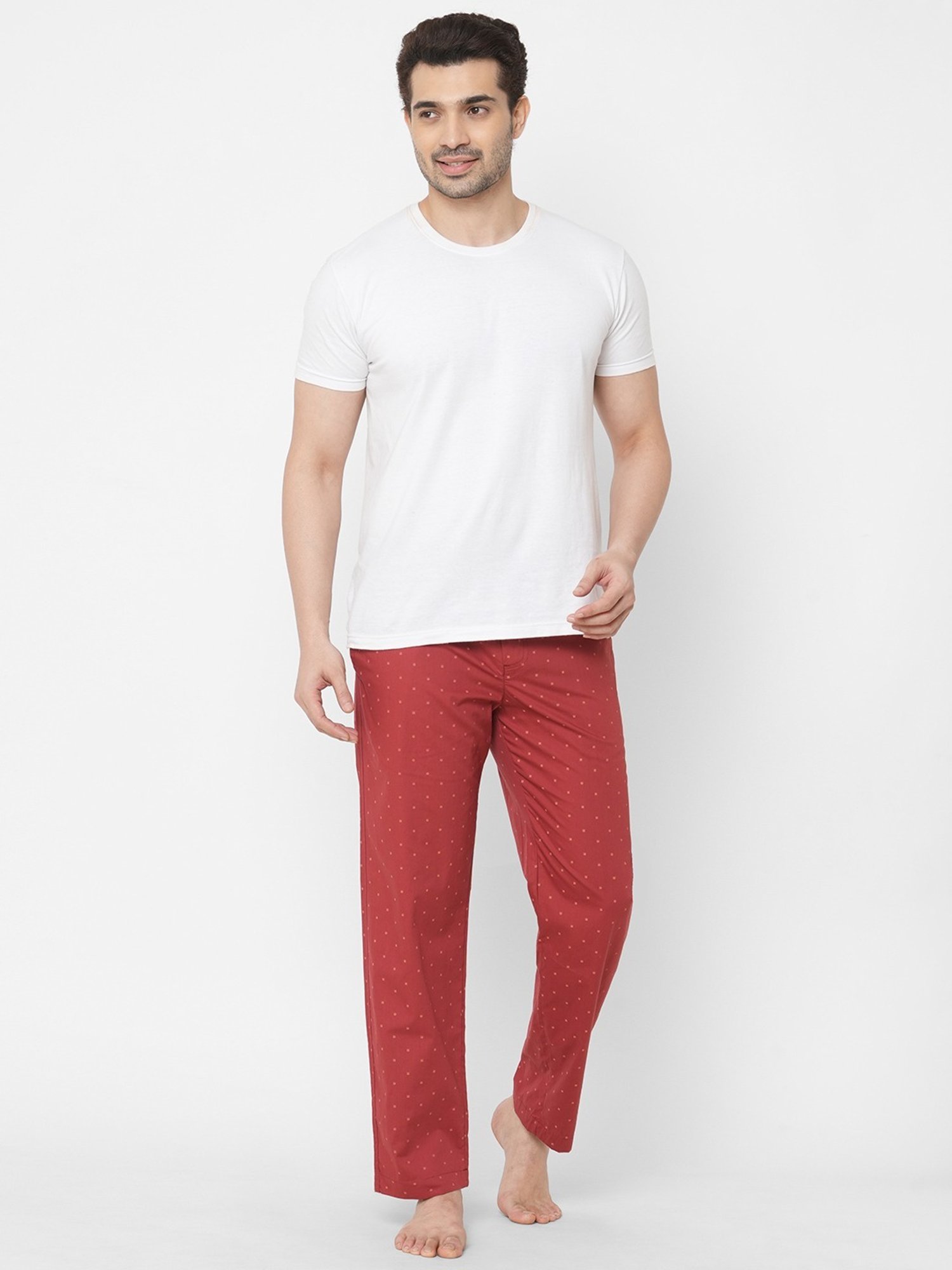 Urban Scottish Maroon Regular Fit Printed Nightwear Pyjamas