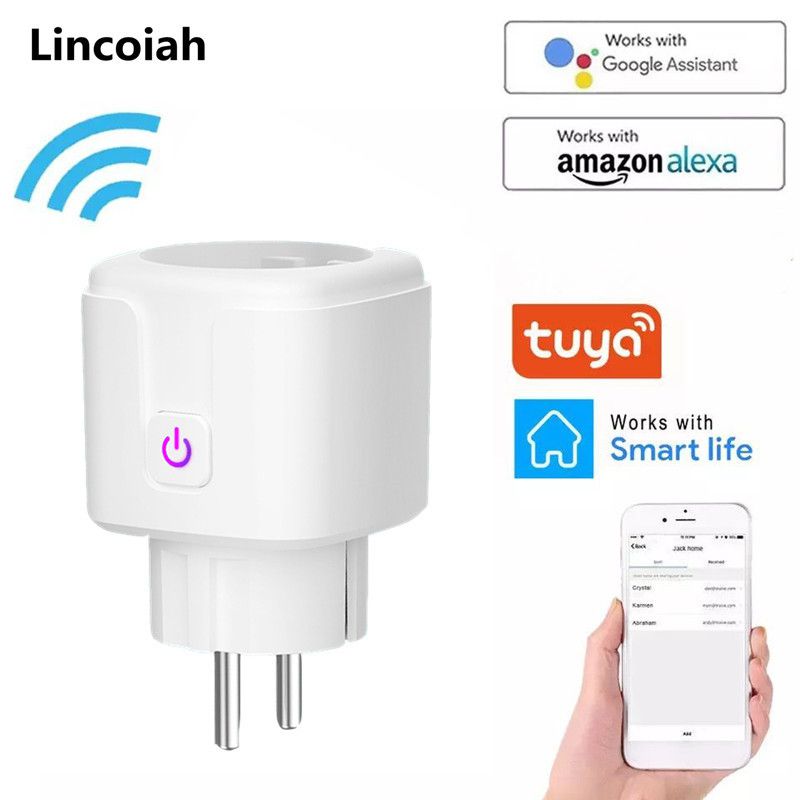 Yijianxi WiFi Smart Wireless Plug EU Adaptor Remote Voice Control Power Energy Monitor Outlet Timer Socket for Alexa Google Home