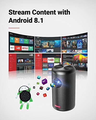 Anker Nebula Capsule Max, Pint-Sized Wi-Fi Mini Projector, 200 ANSI Lumen Portable Projector, 8W Speaker, Movie Projector, 100 Inch Picture, 4-Hour Video Playtime, Outdoor Projector&mdash;Watch Anywhere