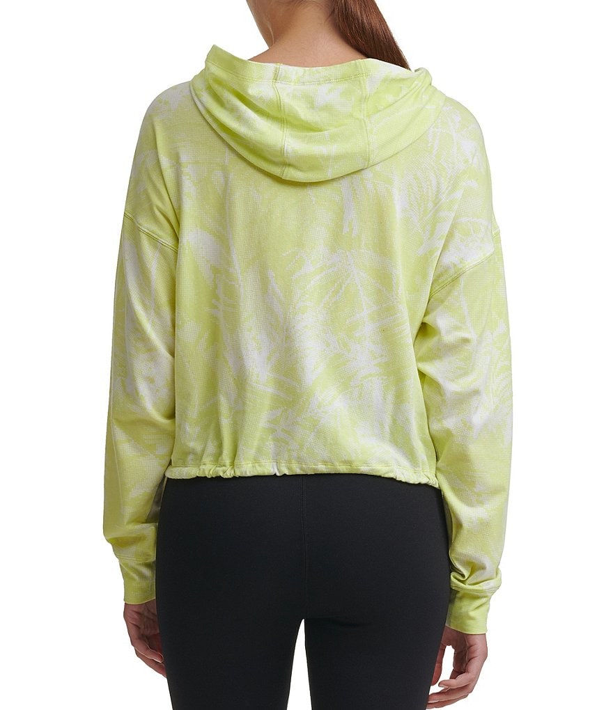 DKNY Sport Pixel Palm Cropped Hoodie Sweatshirt