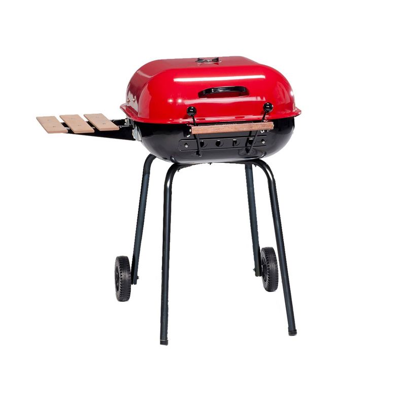 Americana Swinger 4101 Charcoal Grill with Side Table - Red - Meco