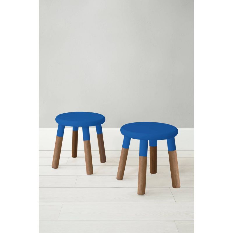 Set of 2 Peewee Wood Veneer Kids' Chairs Solid Walnut/Pacific Blue - Nico & Yeye