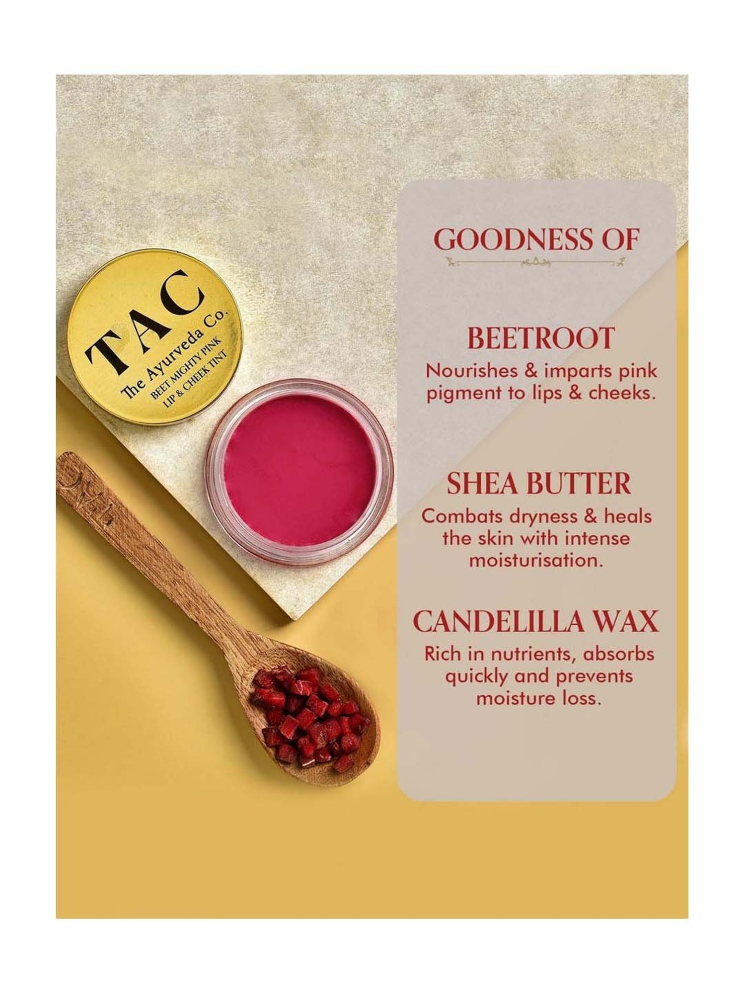 TAC - The Ayurveda Co. Beet Mighty Pink Lip & Cheek Tint- 10 gm