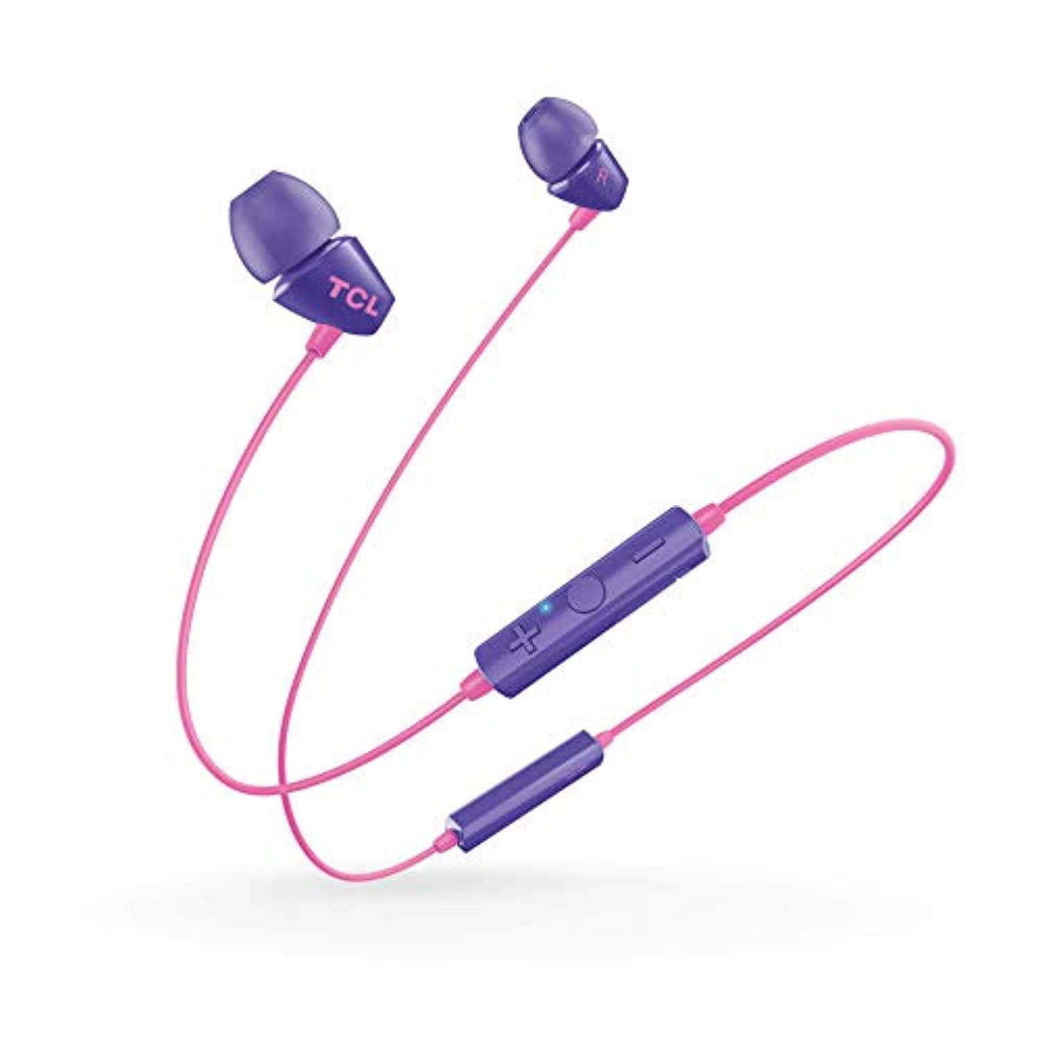 tcl socl100bt wireless in-ear earbuds bluetooth headphones with quick charge and built-in mic - sunrise purple