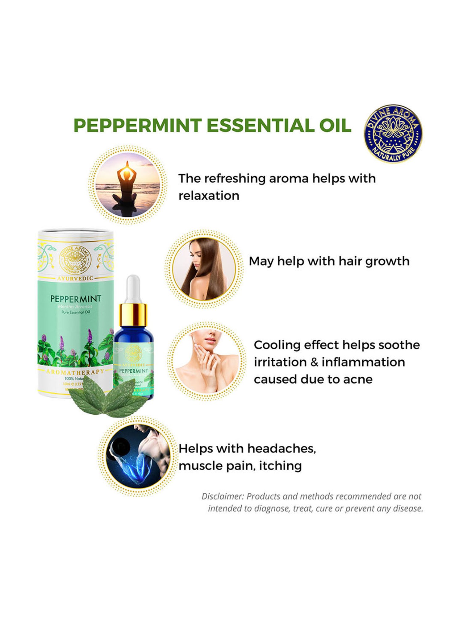 Divine Aroma Peppermint Essential Oil - 10 ml