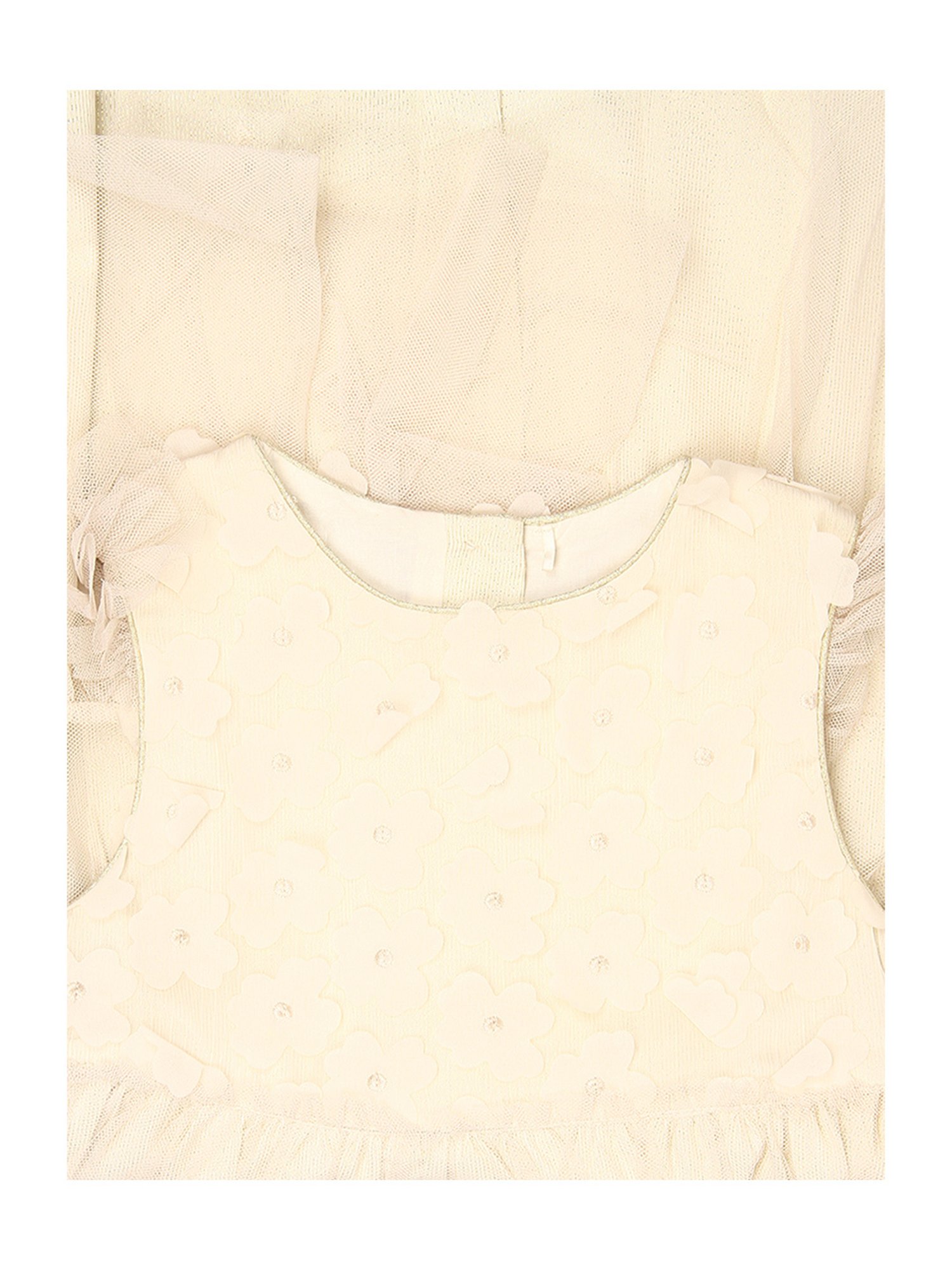 Mothercare Kids Cream Self Design Dress
