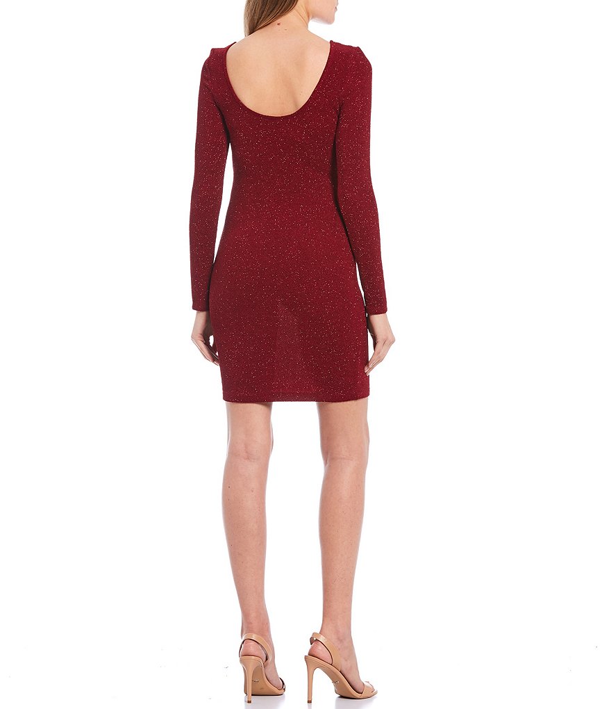 I.N. San Francisco Long Sleeve X-Waist Glitter Knit Dress