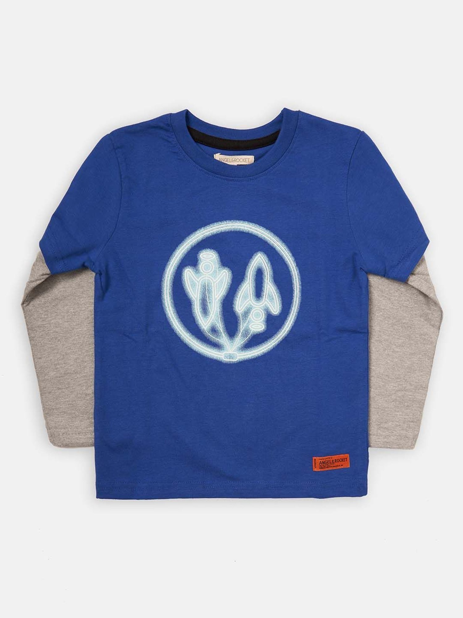 Angel & Rocket Kids Royal Blue Printed Full Sleeves T-Shirt
