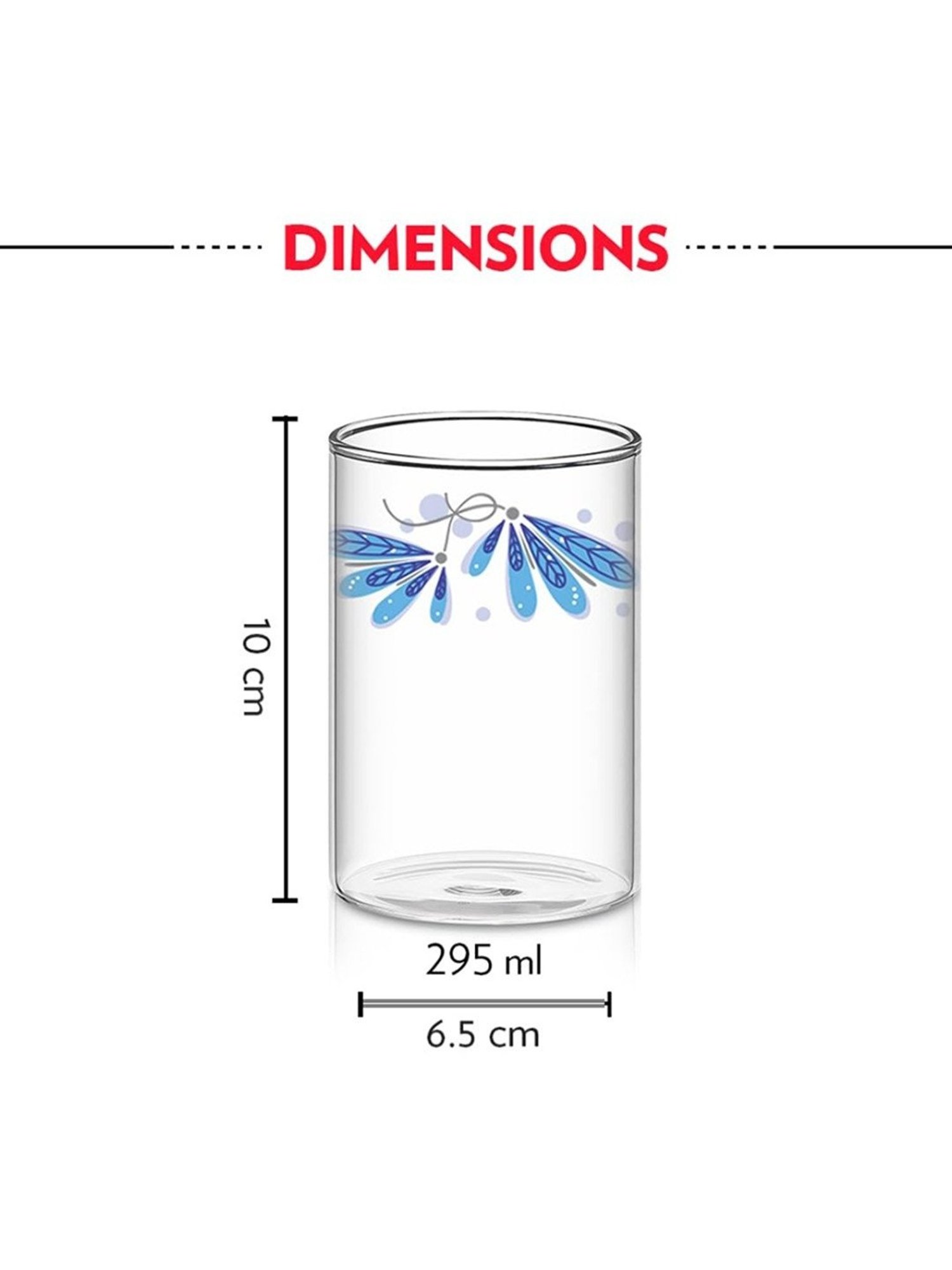 Borosil Transparent Borosilicate Everyday Glasses - Set of 6 (295ml)