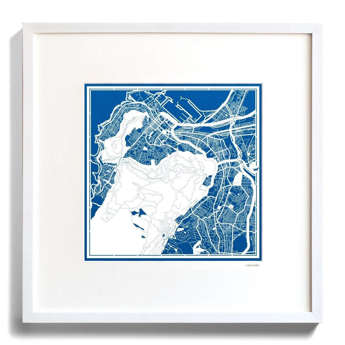 O3 Design Studio Cape Town Paper Cut Map by White 12x12 inches Paper Art