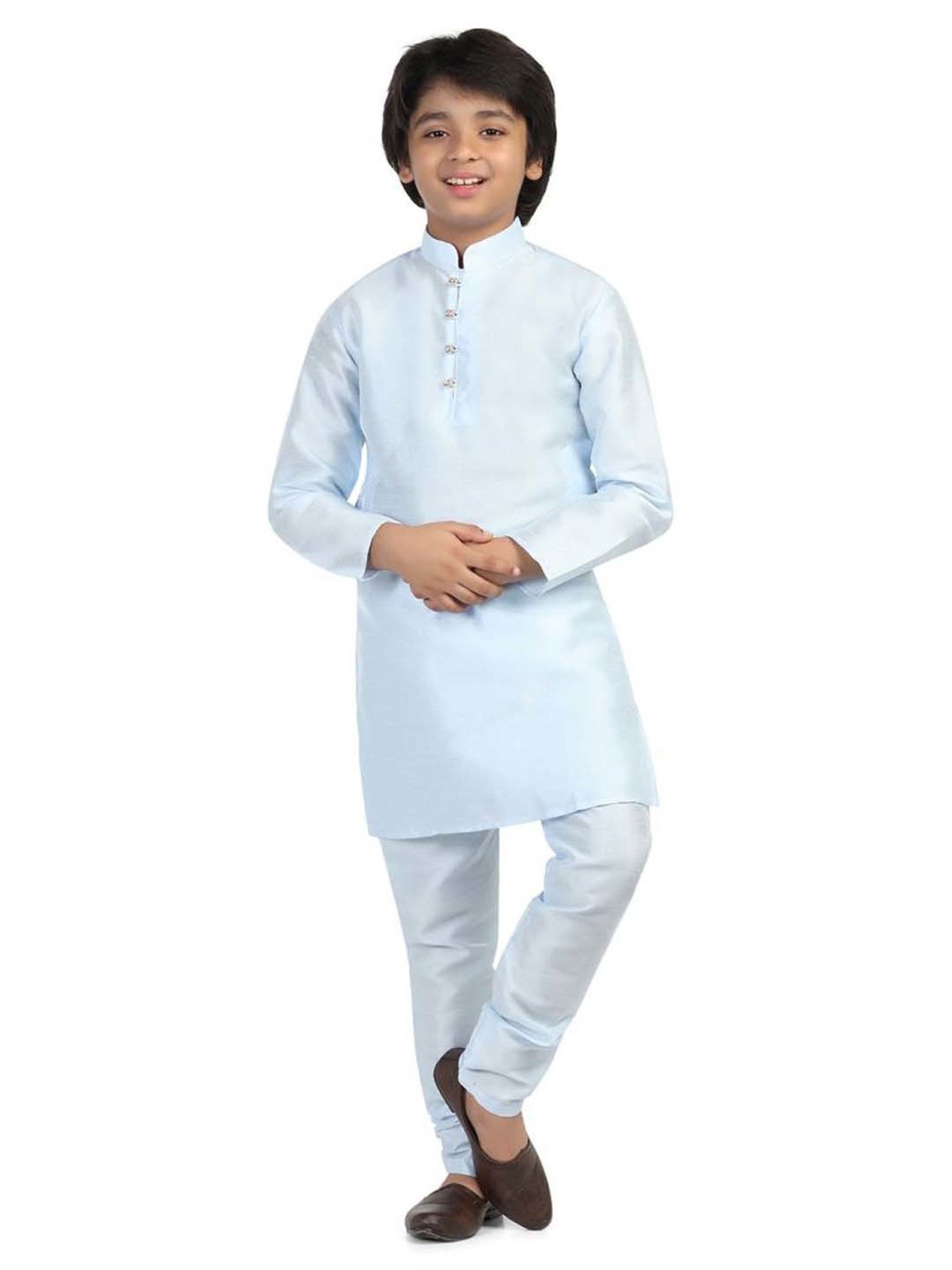 TAHVO Kids Blue Slim Fit Full Sleeves Kurta Set