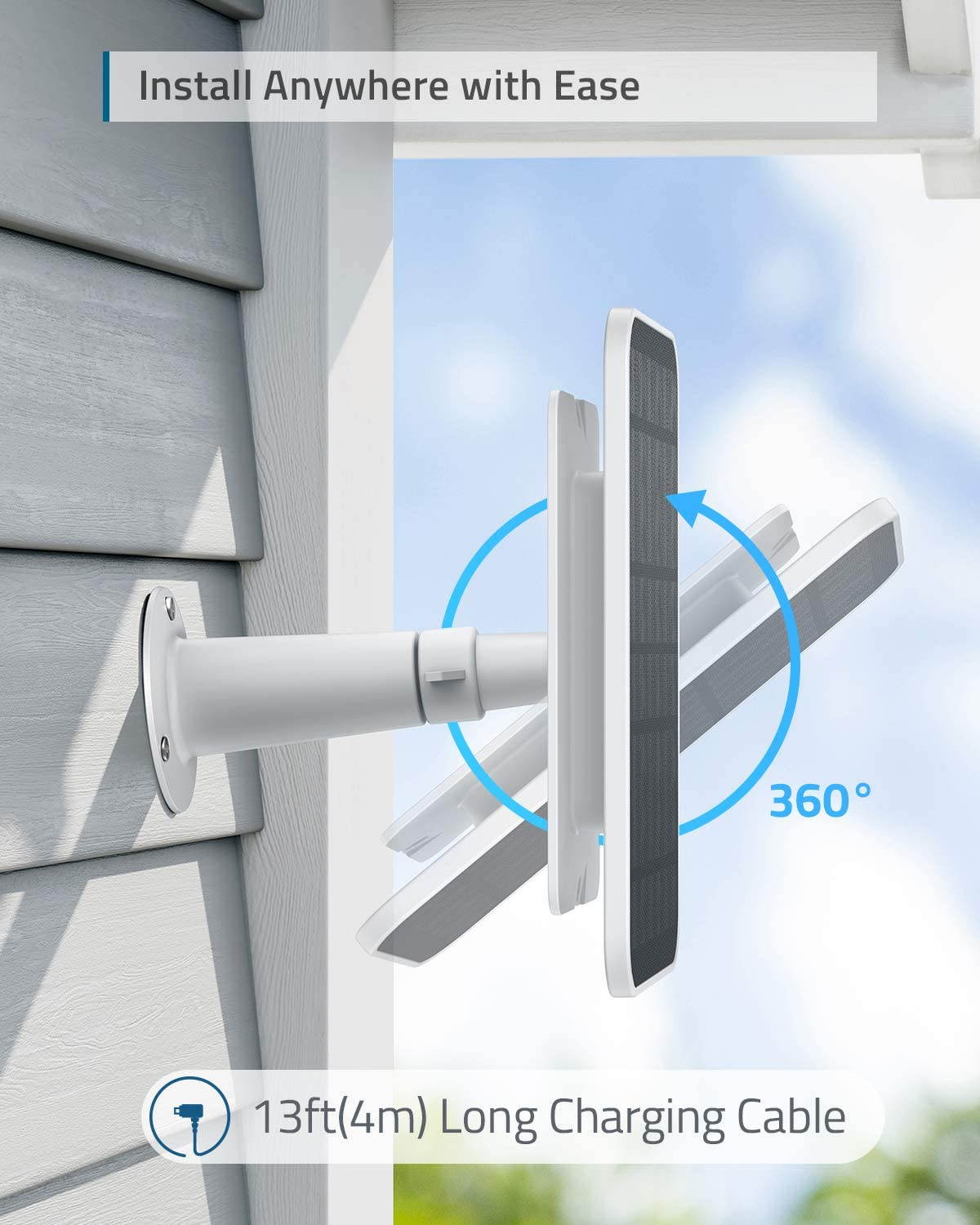 eufy Security Certified eufyCam Solar Panel, Compatible with eufyCam, Continuous Power Supply, 2.6W Solar Panel, IP65 Weatherproof