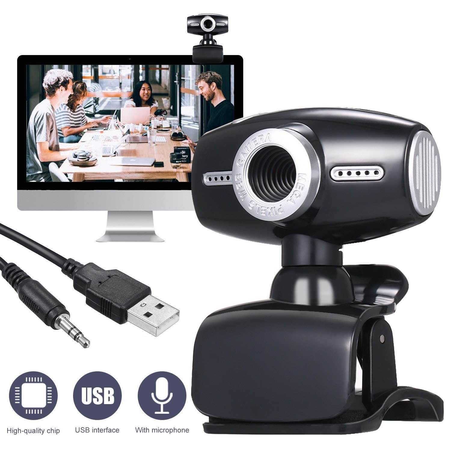 0.3 Megapixels High-definition Web Camera Clip-on USB Webcam for PC Laptop Computer Desktop