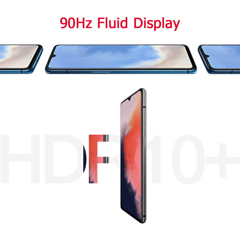 Original Global Version OnePlus 7T Fluid Display 6.55" AMOLED Screen 48MP Triple Cameras Dual-SIM 256GB/8GB Snapdragon 855+ 3800mAh Phone UFS 3.0 NFC Factory Unlocked