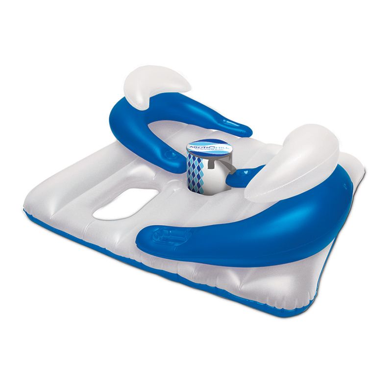 Swim Central 64.5" Inflatable Swimming Pool 2-Person Lounger with Ice Bag - Blue/White