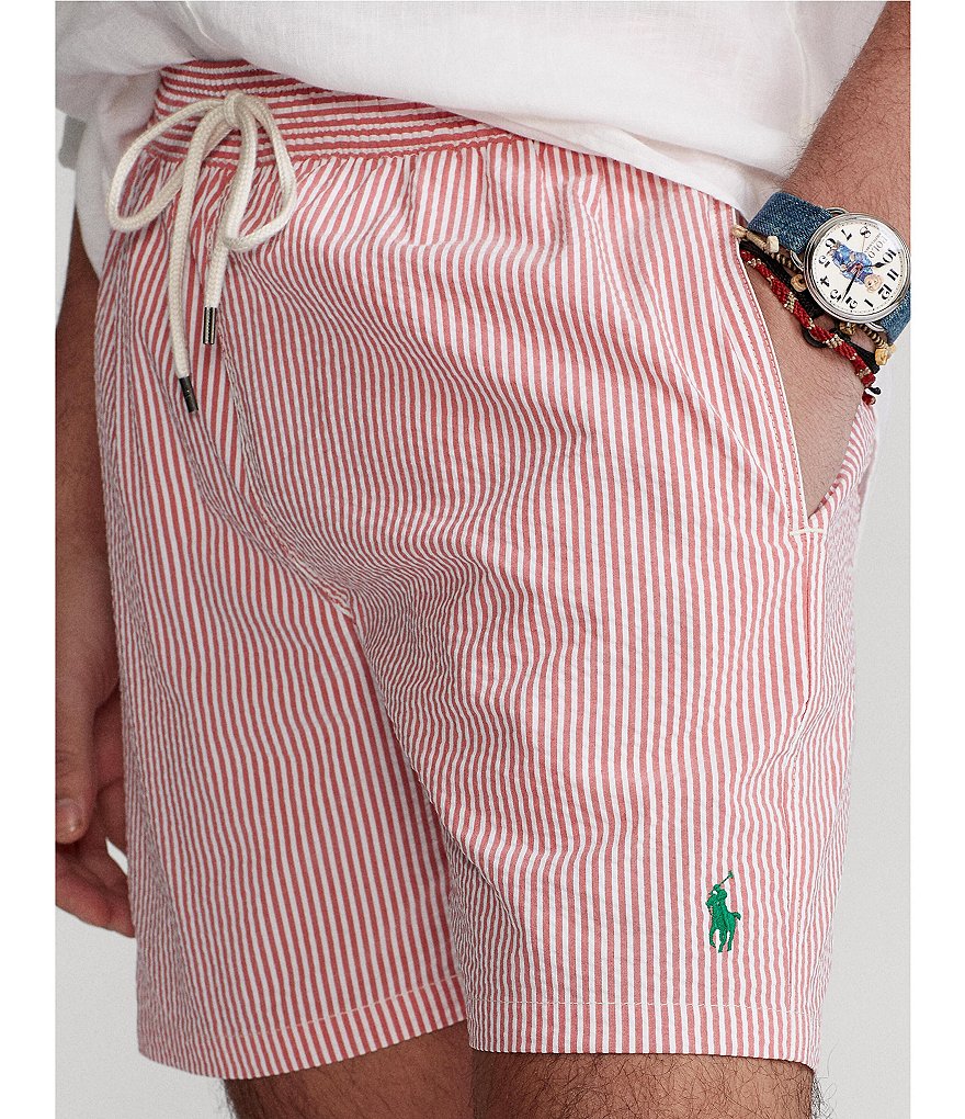 Polo Ralph Lauren 5 3/4#double; Inseam Traveler Seersucker Swim Trunks