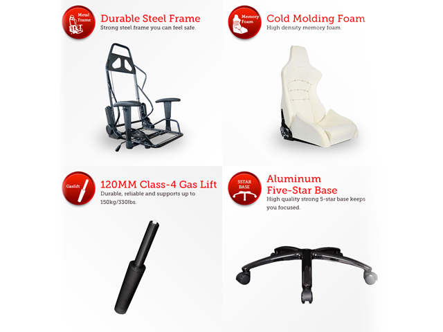 E-WIN Flash XL Series FLA Ergonomic Computer Gaming Chair with Head Pillow and Lumbar Support