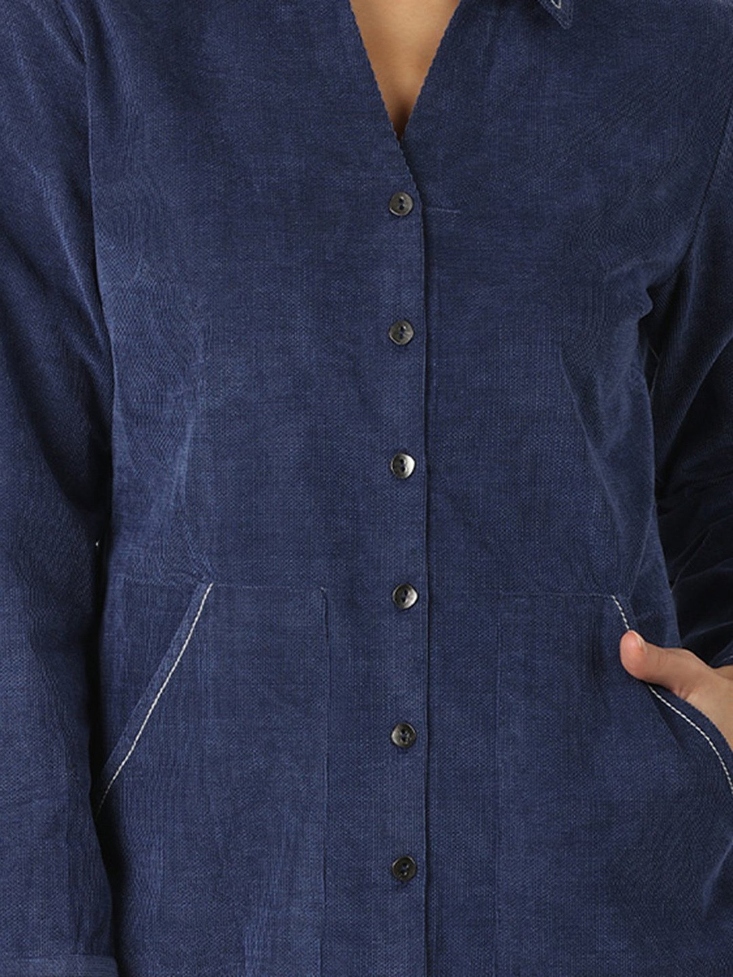 Mustard Navy Regular Fit Shirt