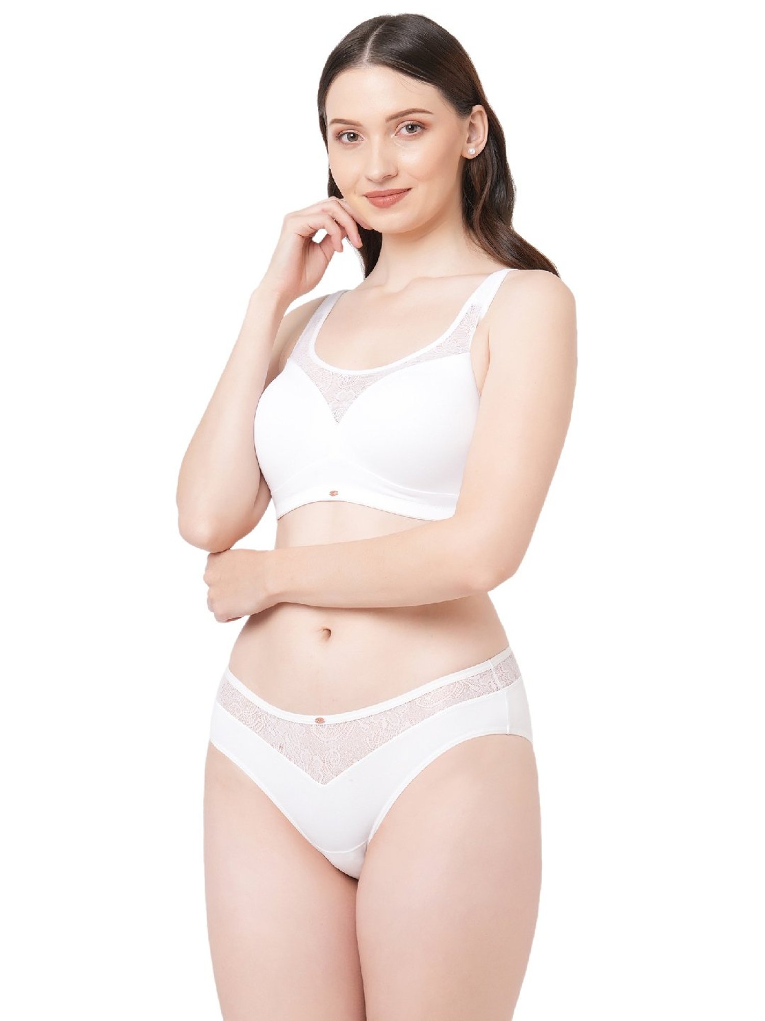 mod & shy Black Self Pattern Lingerie Set