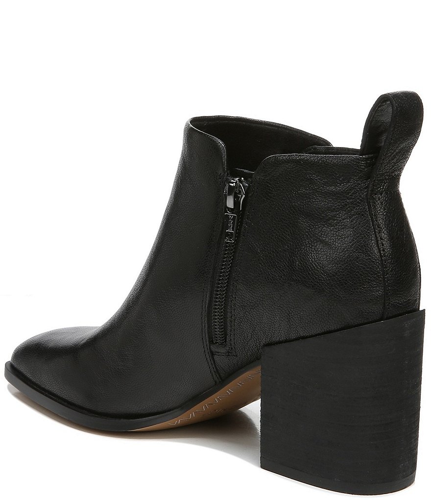 Vionic Lyssa Distressed Leather Square Toe Block Heel Booties