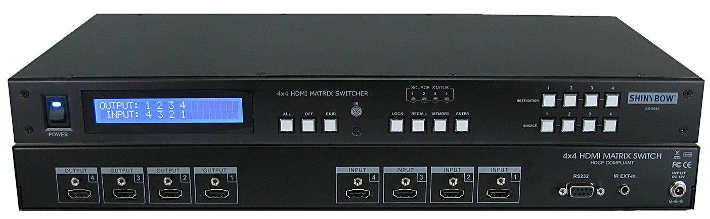 Shinybow - SB-5645LCM - 4x4 HDMI Matrix Routing Switcher with full EDID Managment/Learning